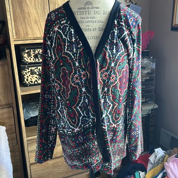 Isaac Mizrahi Live Printed Cardigan - XL - Picture 1 of 5